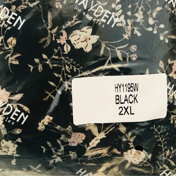 Hayden Pleated Black Floral Printed Short Sleeve Midi Dress. NWT! Sz 2X - Picture 11 of 11